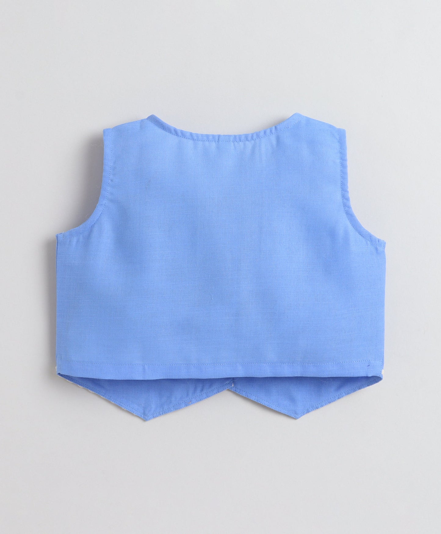 The Magic Wand Woven Sleeveless Ric Rac Waistcoat Top And Pants Set - Blue
