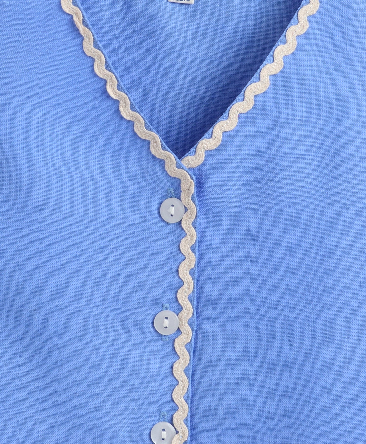 The Magic Wand Woven Sleeveless Ric Rac Waistcoat Top And Pants Set - Blue