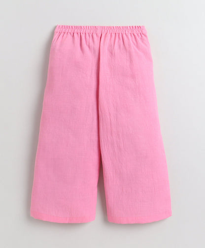 The Magic Wand Woven Sleeveless Ric Rac Waistcoat Top And Pants Set - Pink