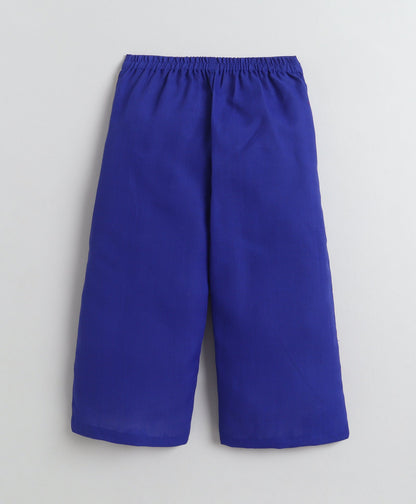 The Magic Wand Woven Sleeveless Ric Rac Waistcoat Top And Pants Set - Royal Blue