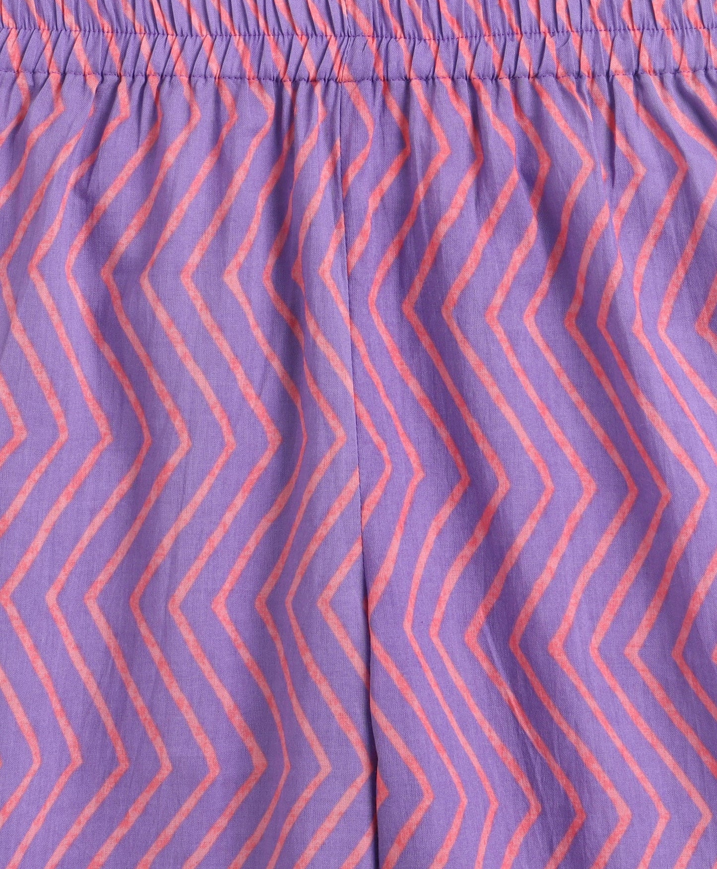 The Magic Wand Cotton Woven Gota Laced Printed Top With Pants Set - Pink
