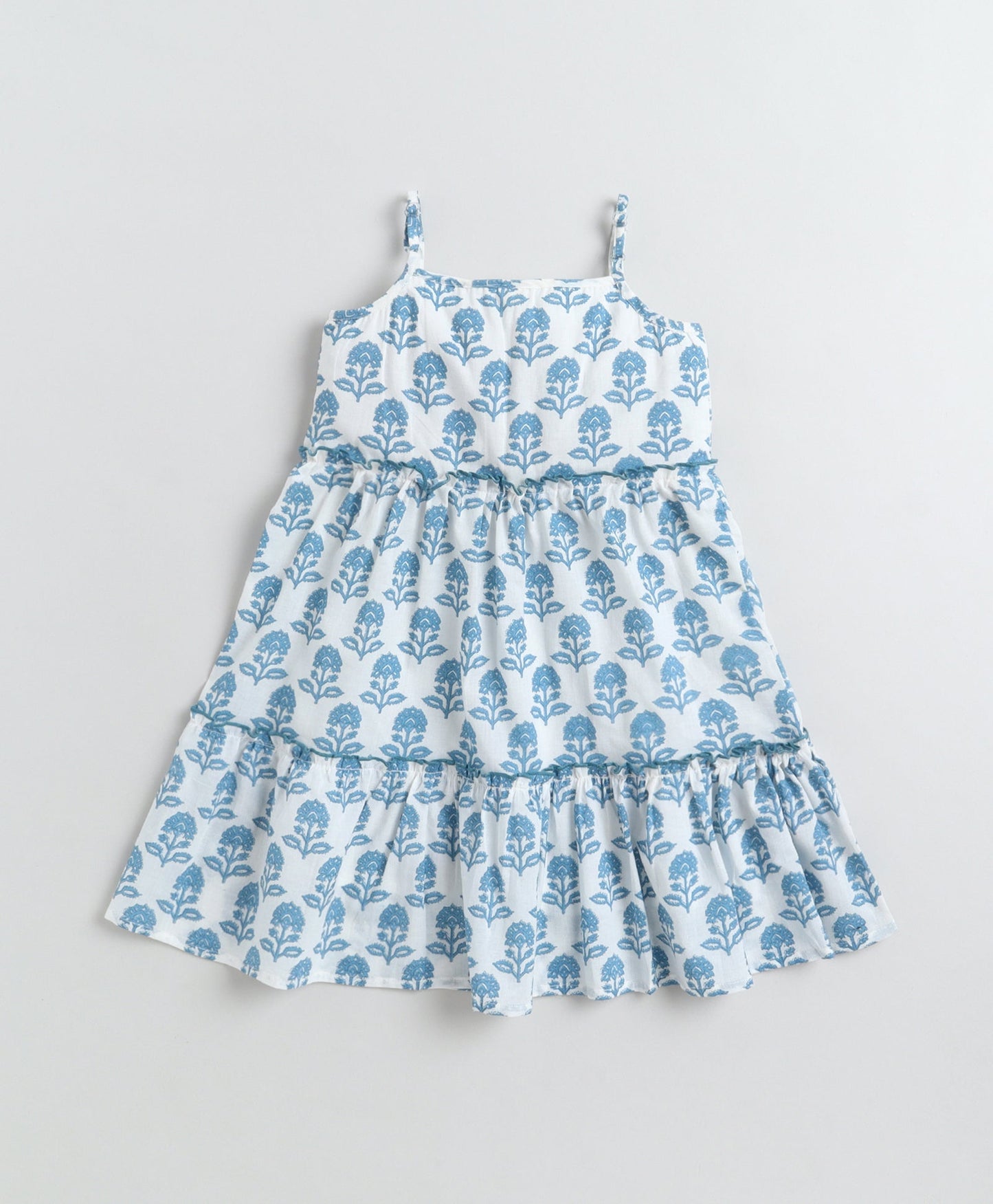 The Magic Wand Cotton Woven Stappy Printed Tiered Dress - White