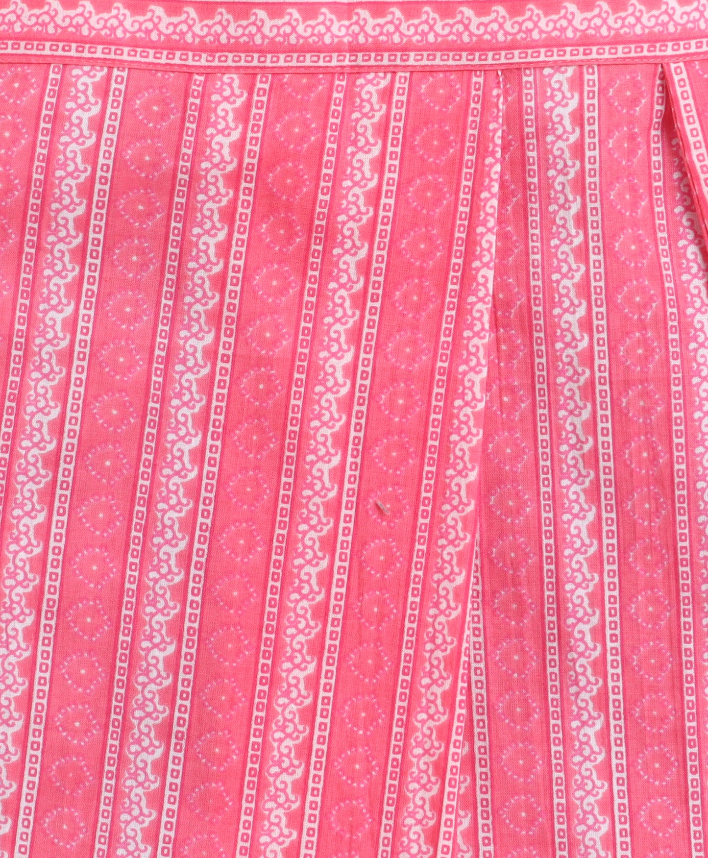 The Magic Wand Cambric Cotton Strappy Butti Stripe Printed Top And Skirt Set - Pink