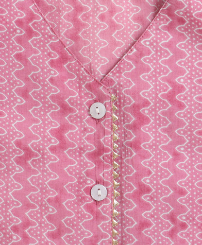 The Magic Wand Cambric Cotton Sleeveless Floral Printed Tiered Dress With Waistcoat Jacket- Pink