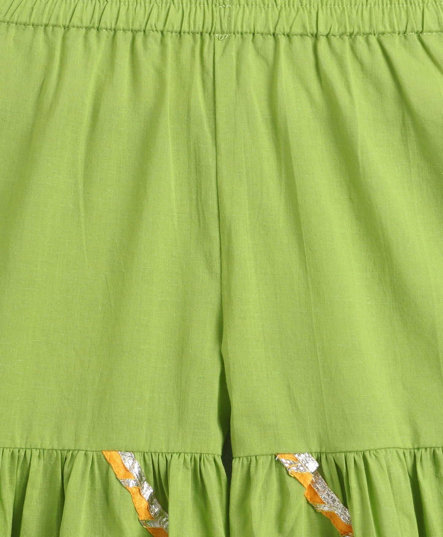 The Magic Wand Cambric Cotton Three Fourth Multicolor Laced Kurti And Sharara Set With Dupatta -  Green