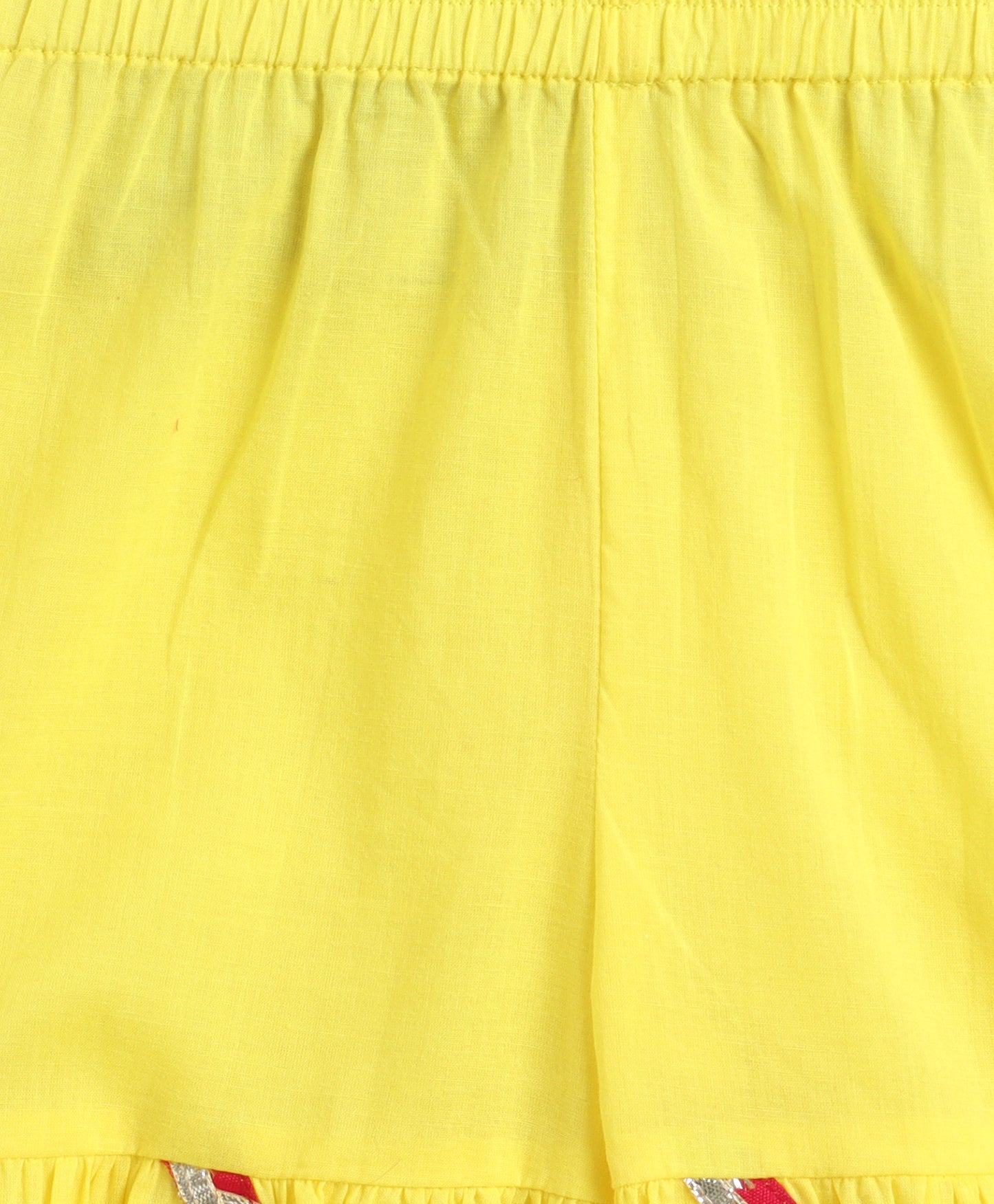 The Magic Wand Cambric Cotton Three Fourth Multicolor Laced Kurti And Sharara Set With Dupatta -  Yellow