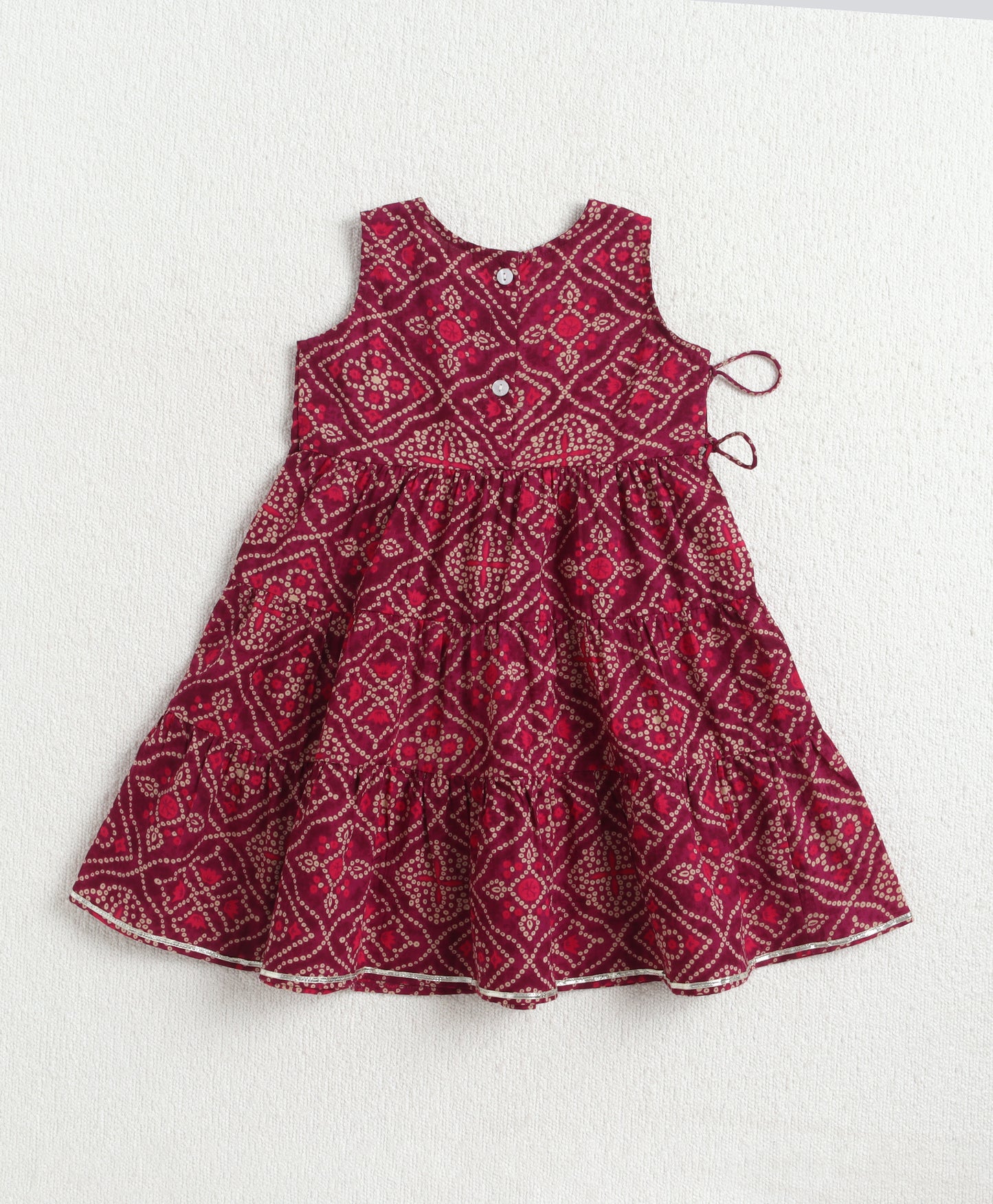 The Magic Wand Woven Bandhani Printed Dress With Mock Lehriya Printed Jacket -  Purple