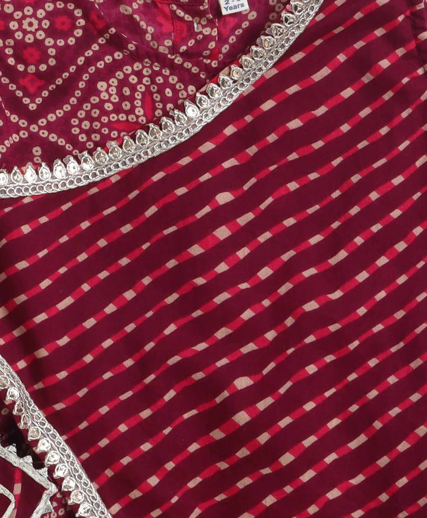 The Magic Wand Woven Bandhani Printed Dress With Mock Lehriya Printed Jacket -  Purple