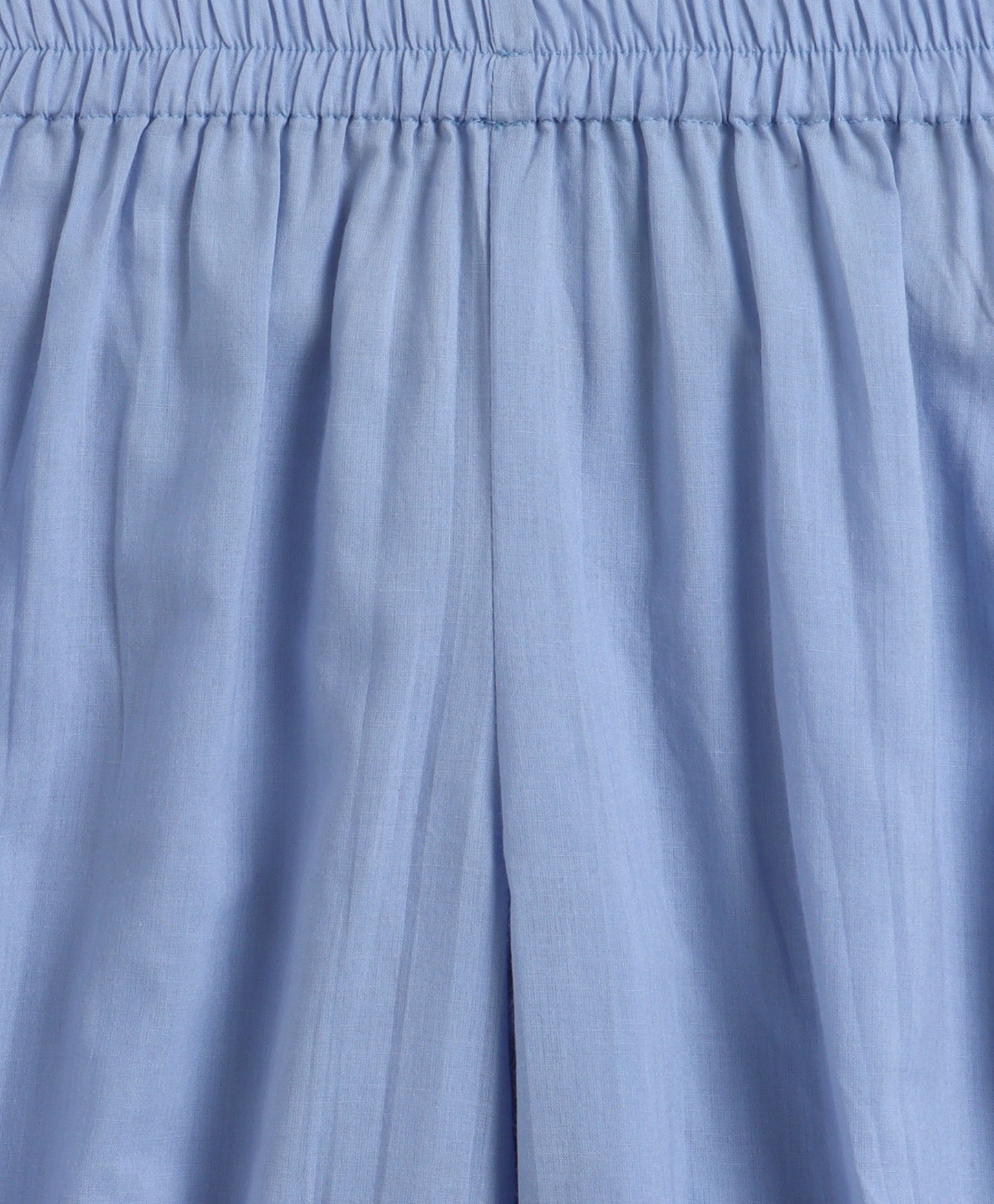 The Magic Wand Cambric Cotton Solid Kurta With Three Fourth Sleeves Laced Jacket  And Afghani Pant Set - Blue