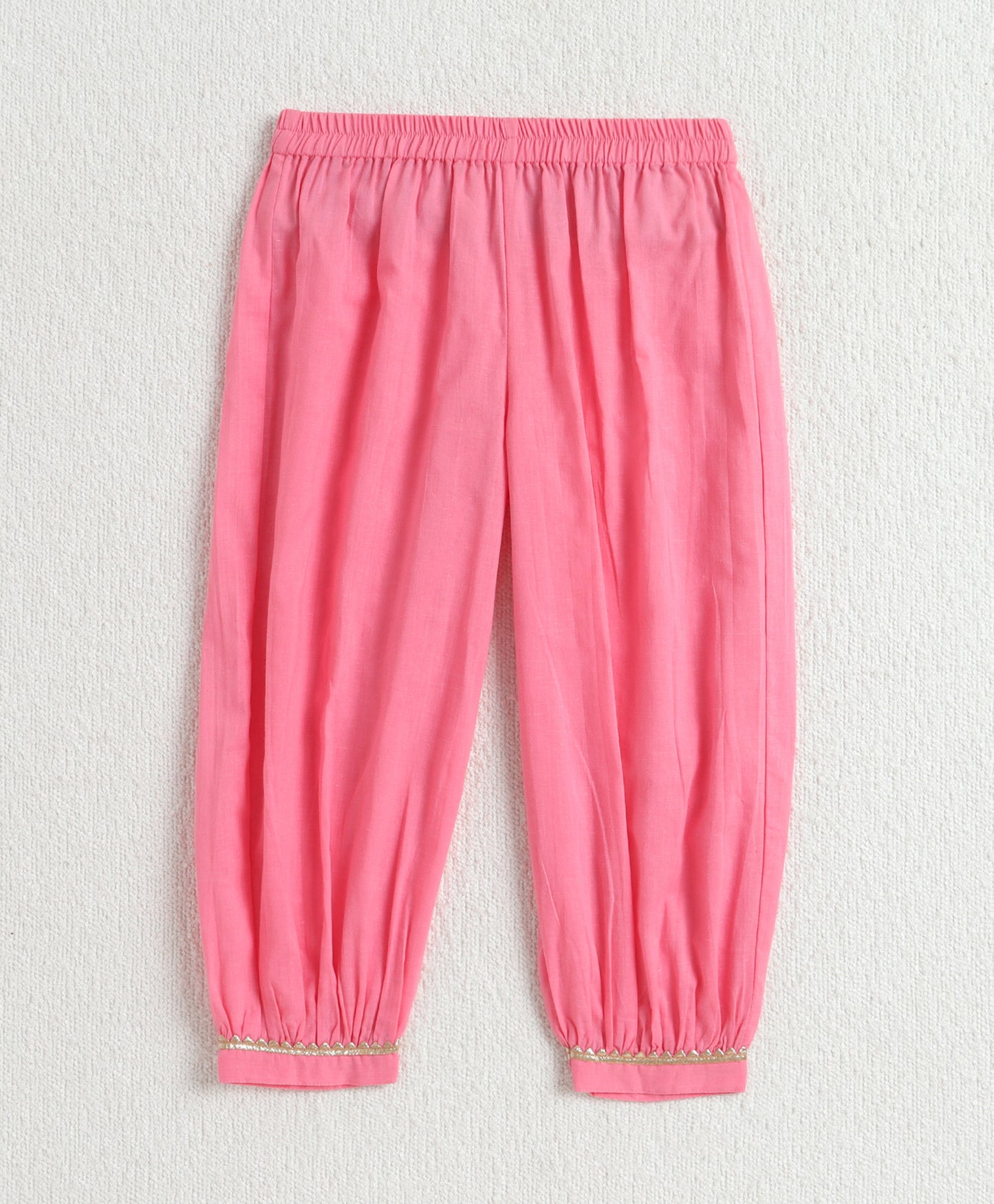 The Magic Wand Cambric Cotton Solid Kurta With Three Fourth Sleeves Laced Jacket  And Afghani Pant Set - Pink