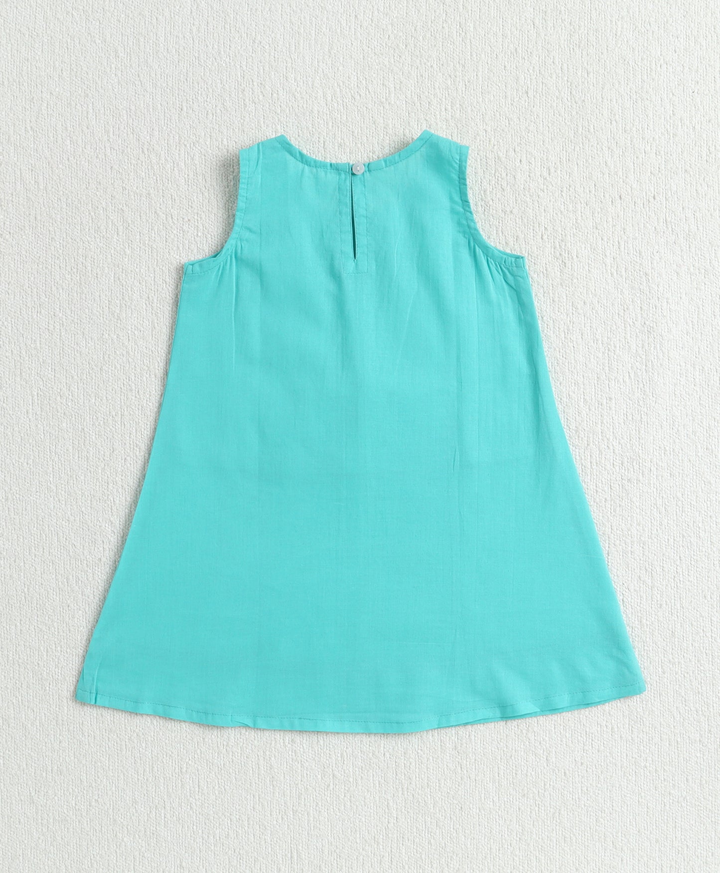 The Magic Wand Cambric Cotton Sleeveless Laced A-Line Kurta And Dhoti Set - Turquoise