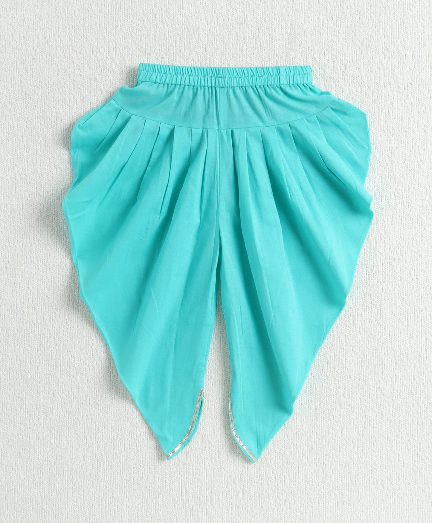 The Magic Wand Cambric Cotton Sleeveless Laced A-Line Kurta And Dhoti Set - Turquoise
