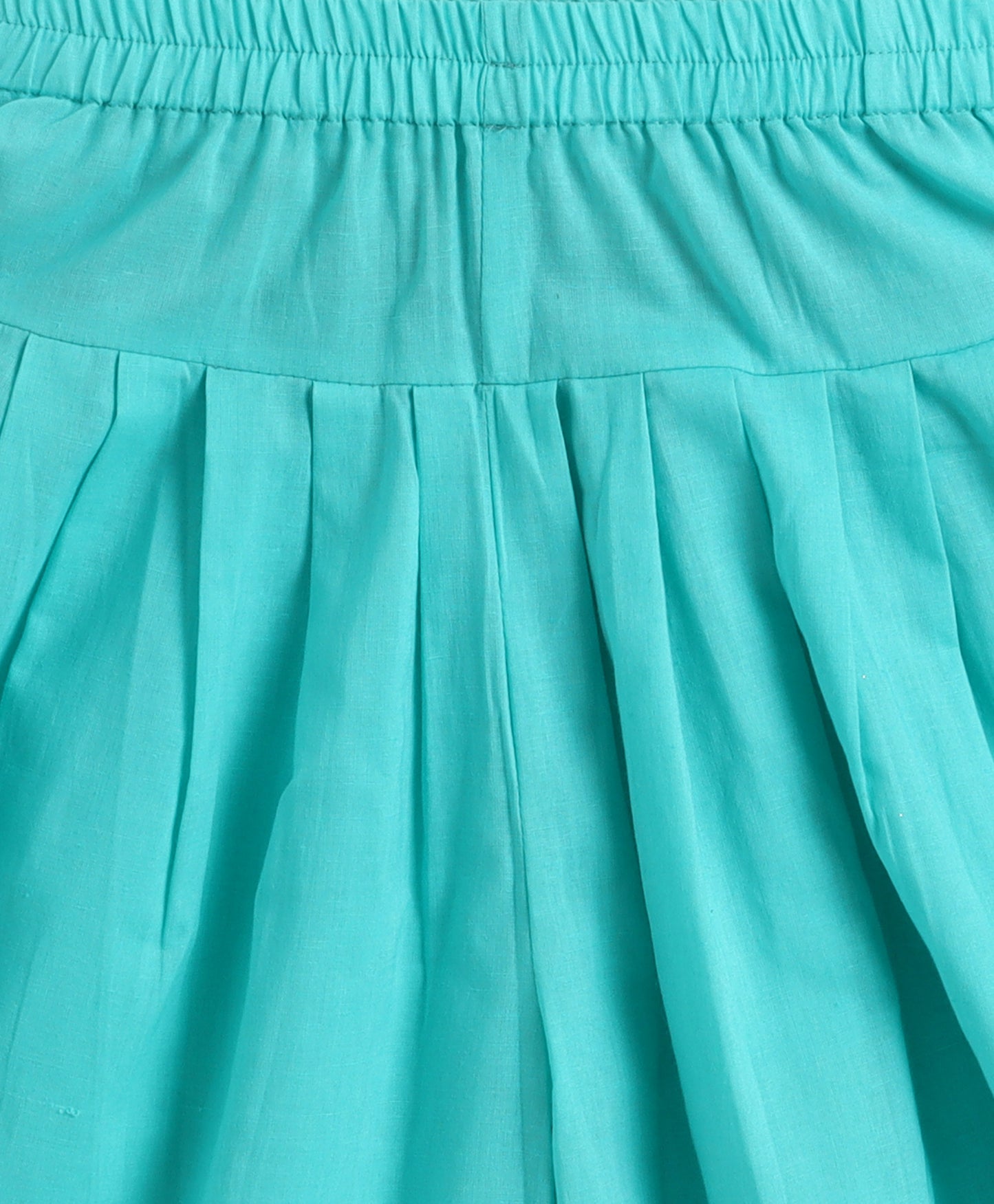 The Magic Wand Cambric Cotton Sleeveless Laced A-Line Kurta And Dhoti Set - Turquoise