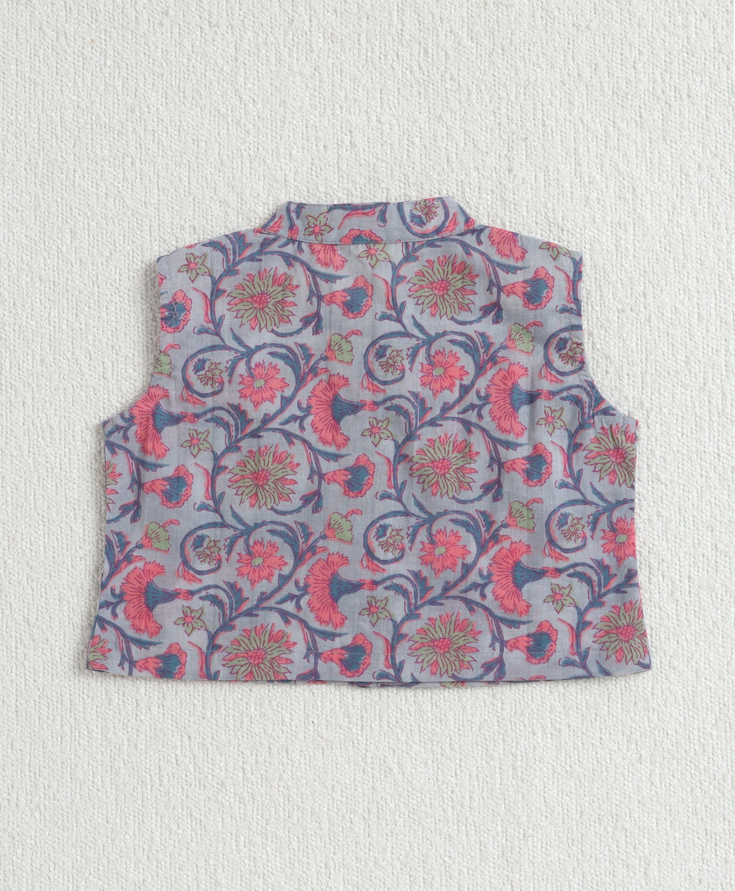 The Magic Wand Cambric Cotton Sleeveless Floral Printed Top And Palazzo Set - Blue