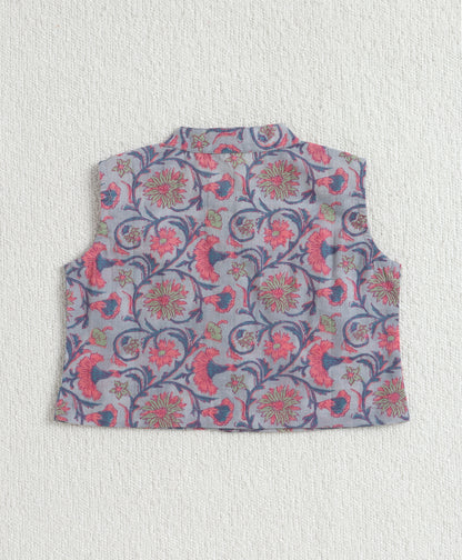 The Magic Wand Cambric Cotton Sleeveless Floral Printed Top And Palazzo Set - Blue
