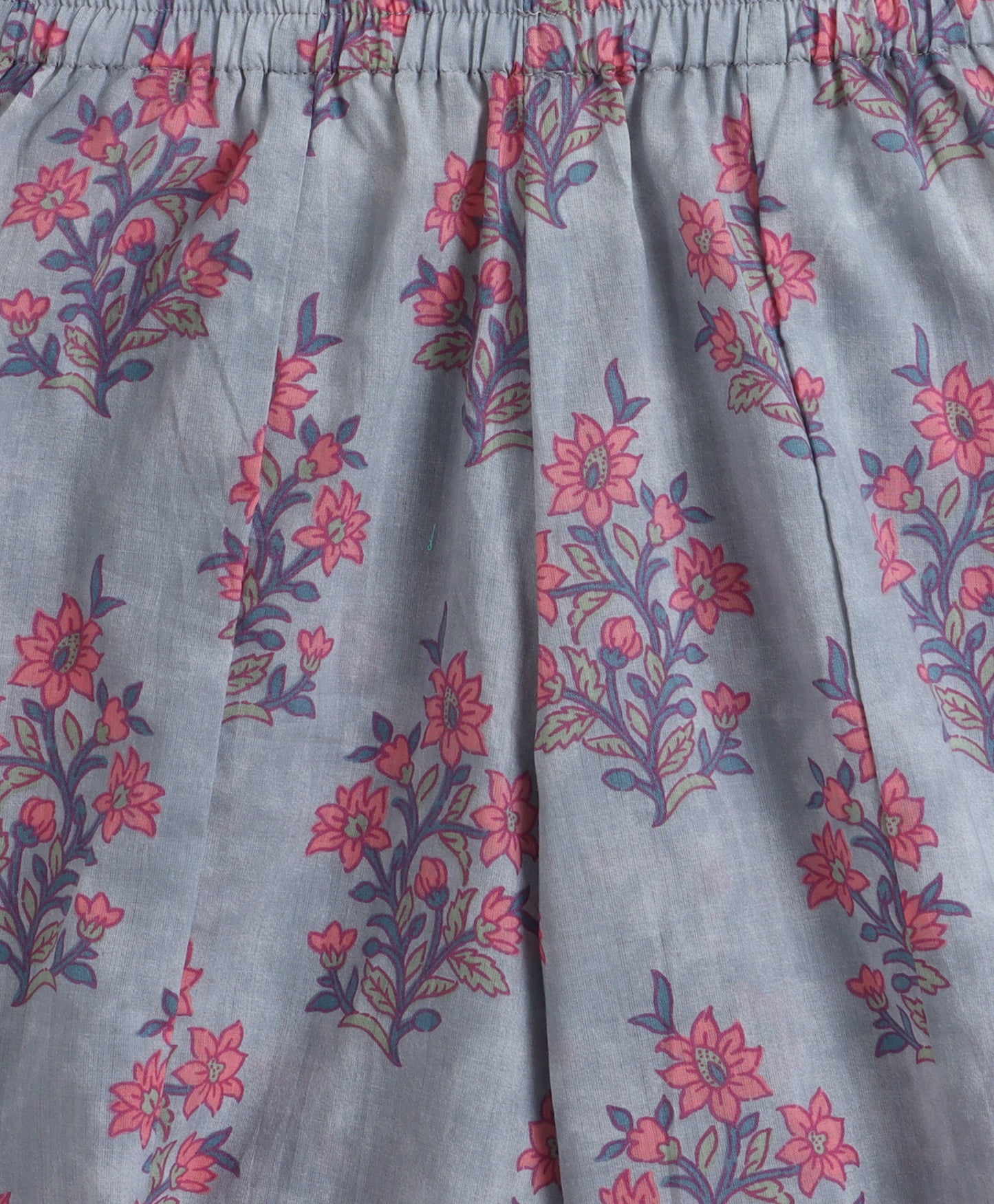 The Magic Wand Cambric Cotton Sleeveless Floral Printed Top And Palazzo Set - Blue