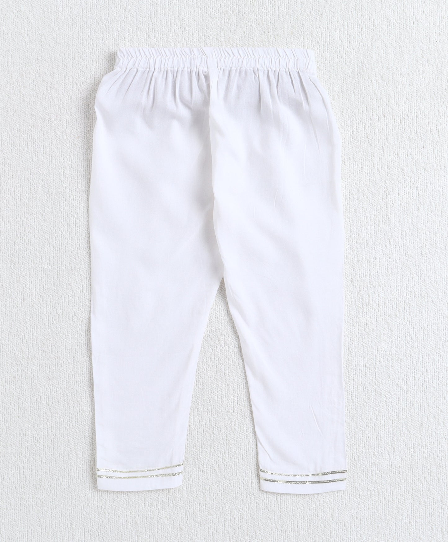The Magic Wand Cotton Woven Leaf Foil Printed A-Line Laced Kurta With Pants - Off White
