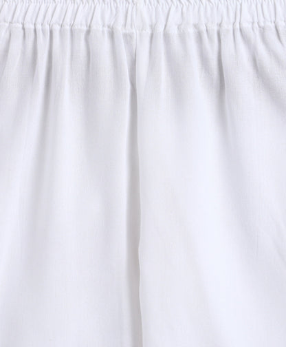 The Magic Wand Cotton Woven Leaf Foil Printed A-Line Laced Kurta With Pants - Off White