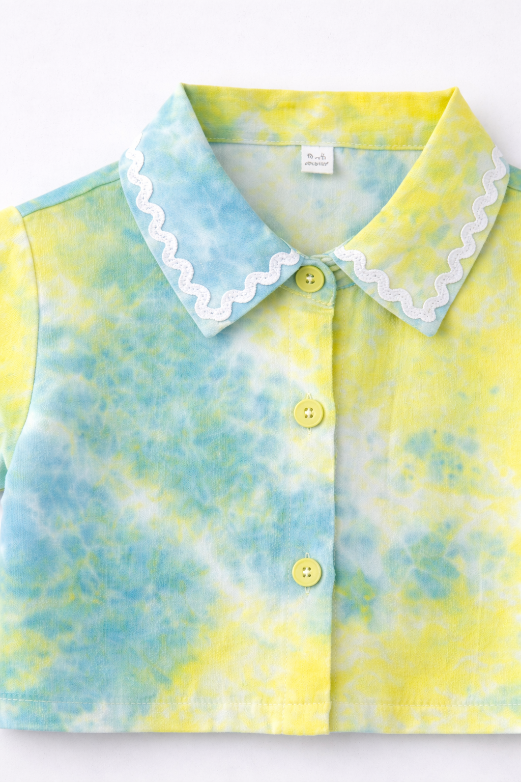 The Magic Wand Woven Half Sleeves Tie & Dye Ric Rac Co-ordinating Shirt And Pant Set - Yellow