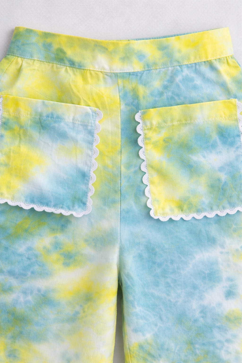 The Magic Wand Woven Half Sleeves Tie & Dye Ric Rac Co-ordinating Shirt And Pant Set - Yellow