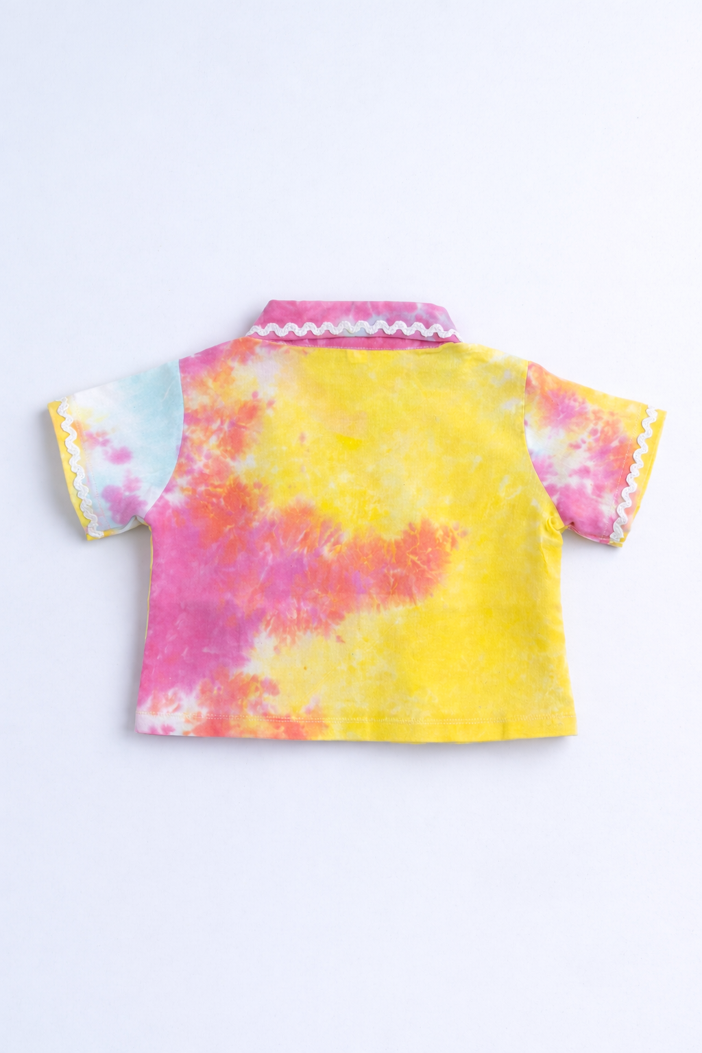 The Magic Wand Woven Half Sleeves Tie & Dye Ric Rac Co-ordinating Shirt And Pant Set - Multi Color