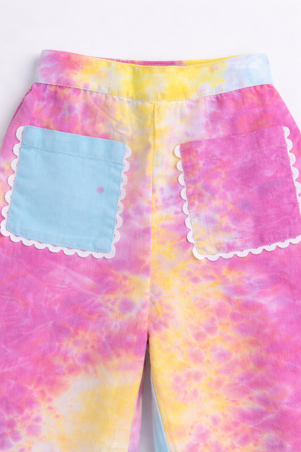 The Magic Wand Woven Half Sleeves Tie & Dye Ric Rac Co-ordinating Shirt And Pant Set - Multi Color