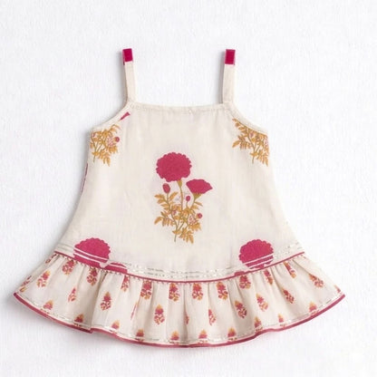 The Magic Wand Woven Strappy Floral Printed Double Layer Frill Top And Palazzo Set - Fuchsia