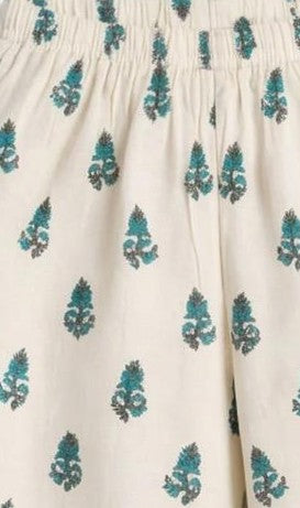 The Magic Wand Woven Strappy Floral Printed Double Layer Frill Top And Palazzo Set - Turquoise