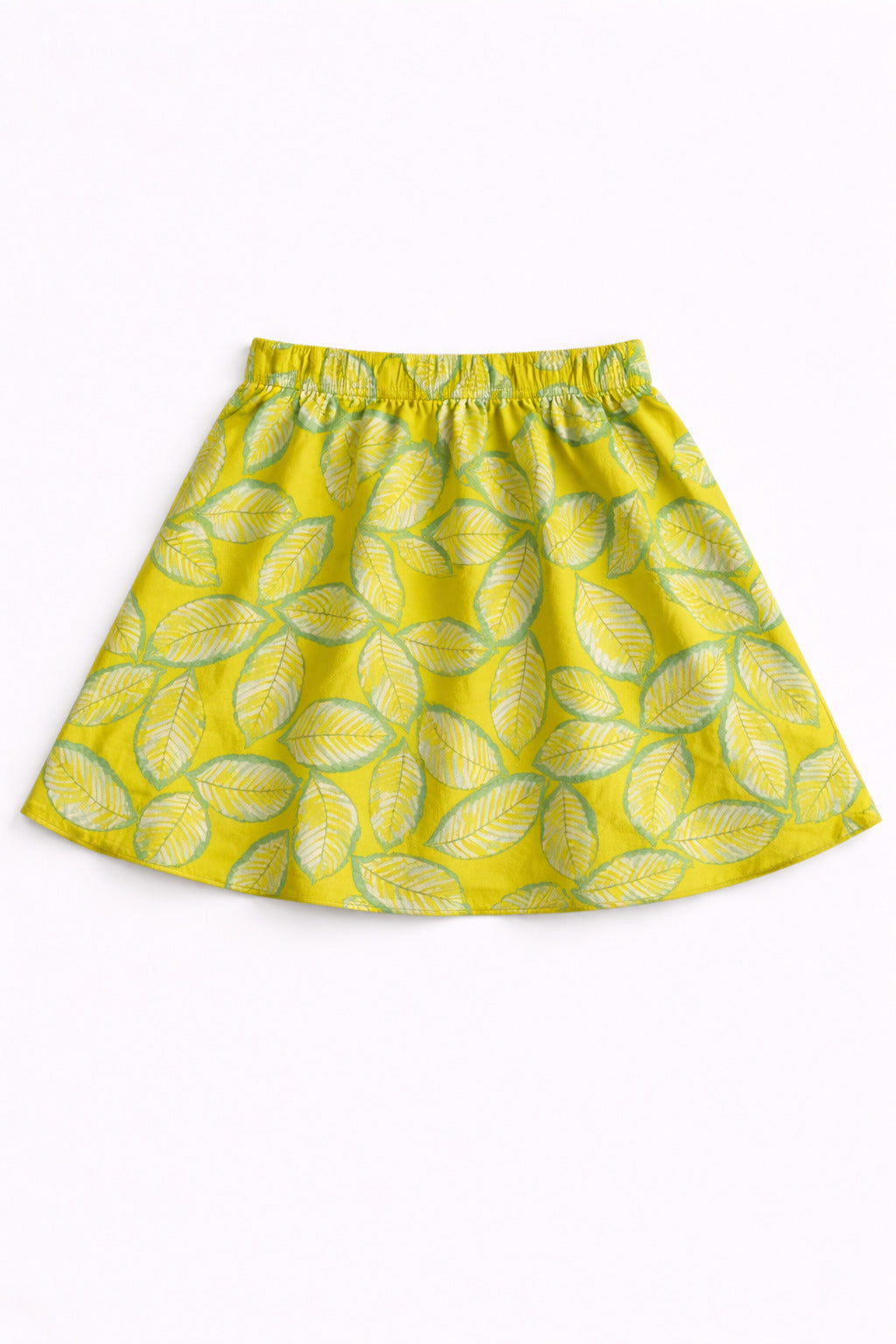 The Magic Wand Cotton Woven Strappy Leaf Printed Ric Rac Flared Top And Skirt Set - Green
