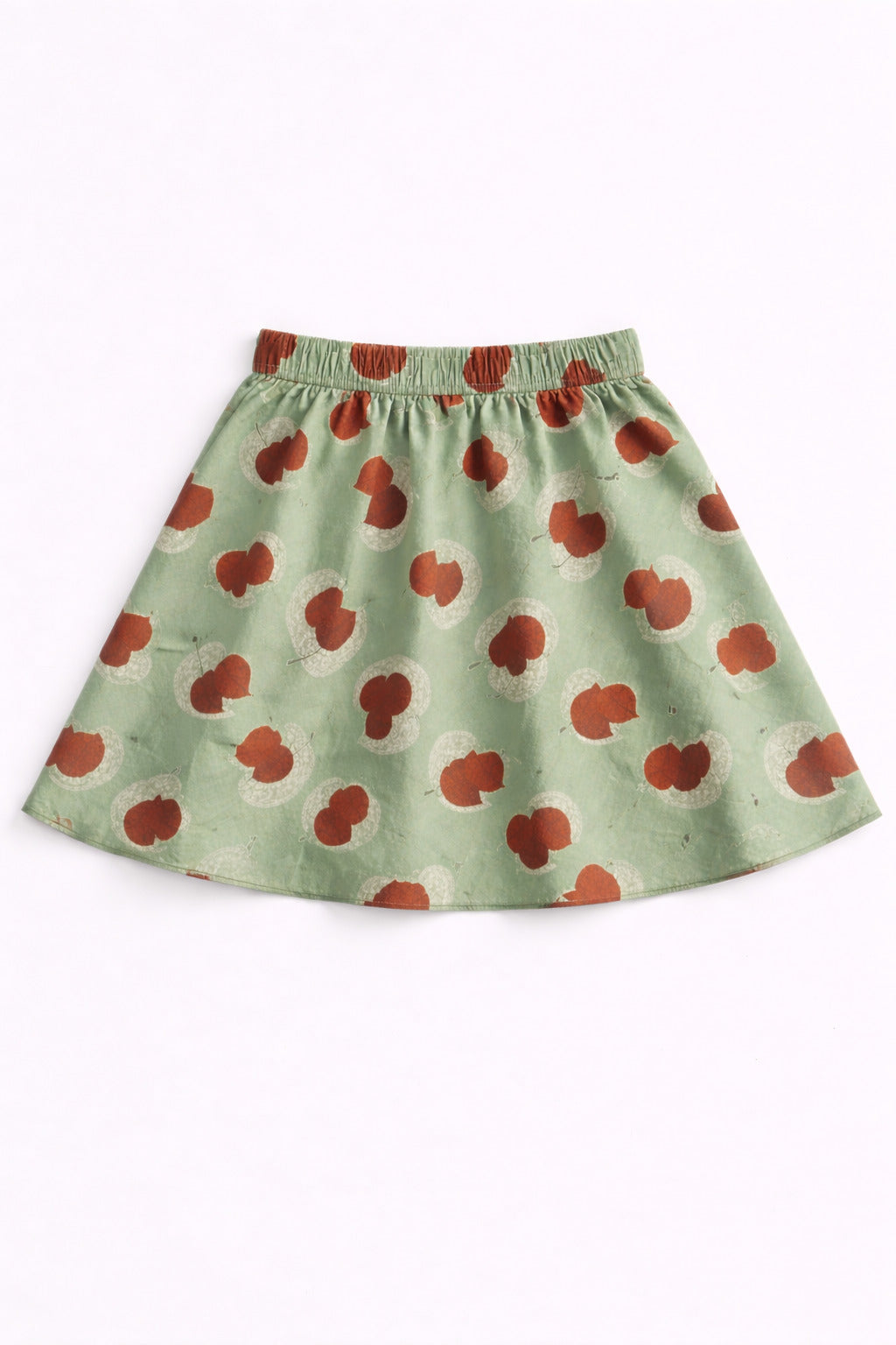 The Magic Wand Cotton Woven Strappy Leaf Printed Ric Rac Flared Top And Skirt Set - Olive Green