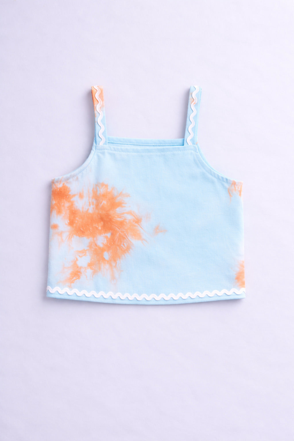 The Magic Wand Woven Tie & Dye Strappy Top And Ric Rac Double Layer Skirt - Blue