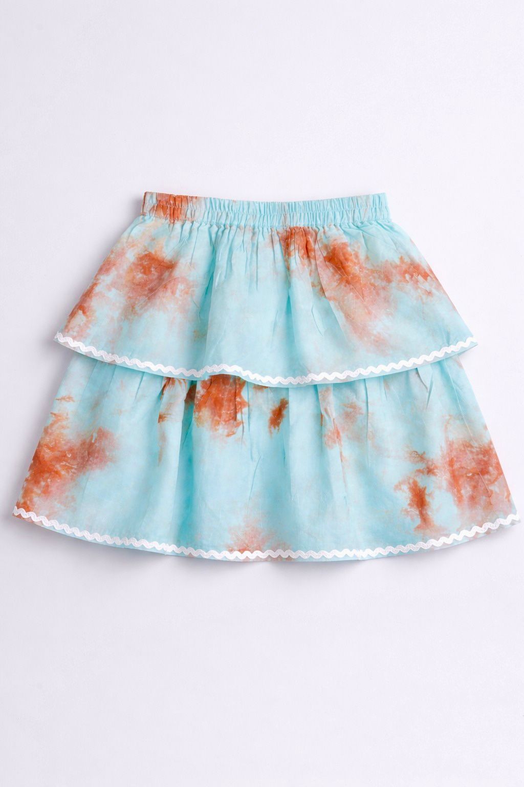 The Magic Wand Woven Tie & Dye Strappy Top And Ric Rac Double Layer Skirt - Blue