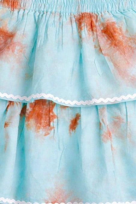 The Magic Wand Woven Tie & Dye Strappy Top And Ric Rac Double Layer Skirt - Blue