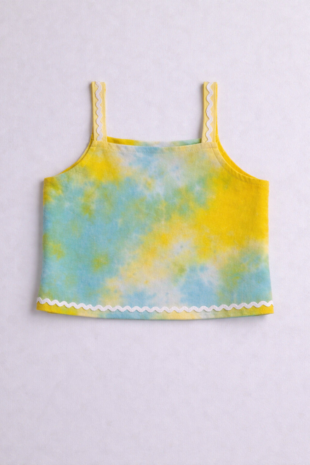 The Magic Wand Woven Tie & Dye Strappy Top And Ric Rac Double Layer Skirt -  Yellow