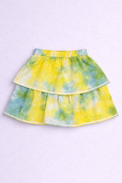 The Magic Wand Woven Tie & Dye Strappy Top And Ric Rac Double Layer Skirt -  Yellow