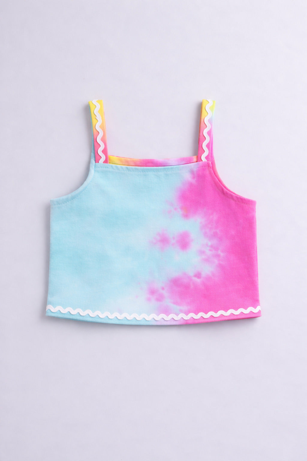 The Magic Wand Woven Tie & Dye Strappy Top And Ric Rac Double Layer Skirt - Multi Color