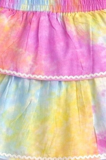 The Magic Wand Woven Tie & Dye Strappy Top And Ric Rac Double Layer Skirt - Multi Color