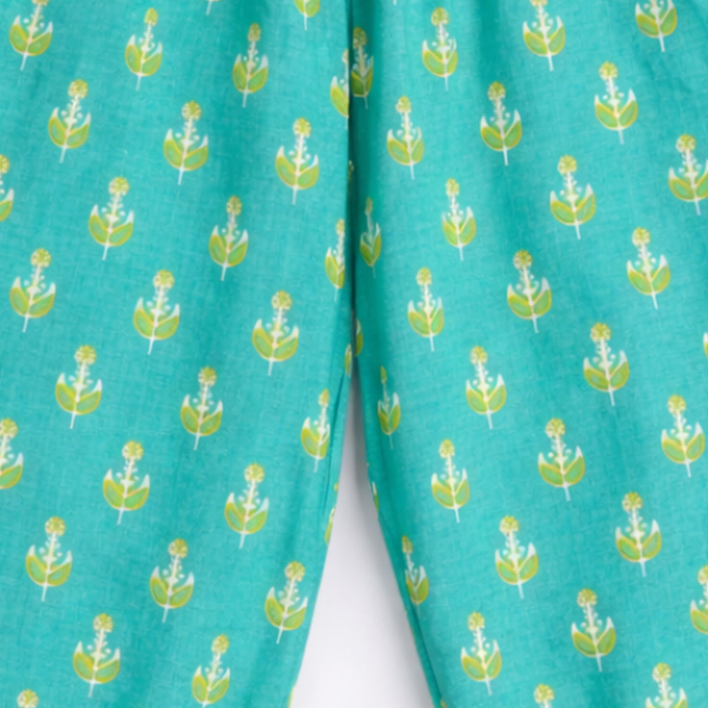 The Magic Wand Cotton Woven Three Fourth Sleeves Buti Printed Top And Harem Pant Set - Green