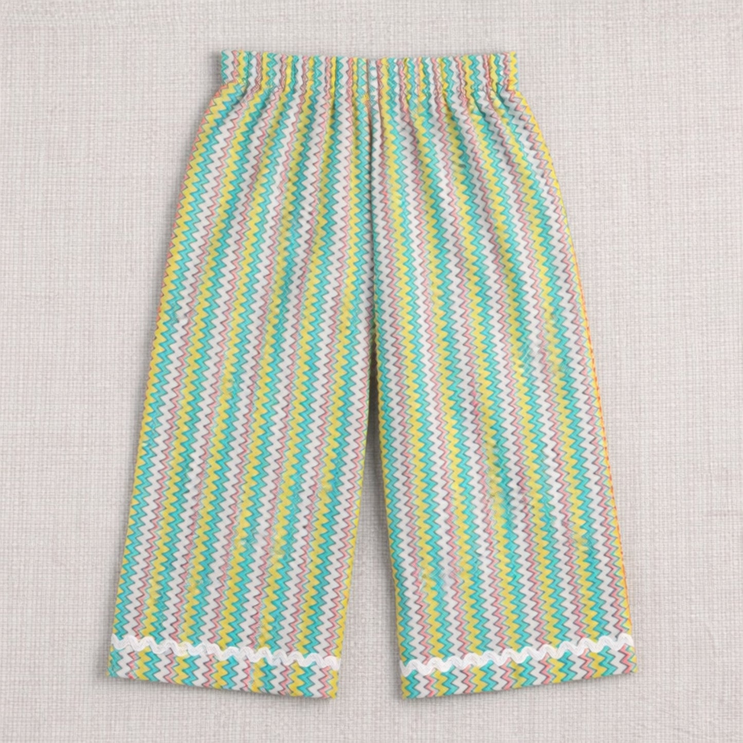 The Magic Wand Cotton Woven Three Fourth Sleeves Ric Rac Laced Printed Top And Pant Set - Multi Color