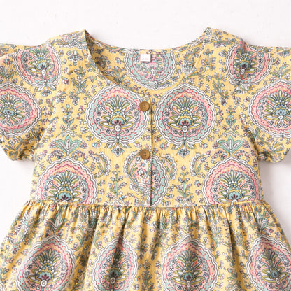The Magic Wand Cotton Woven Three Fourth Sleeves Ric Rac Laced Printed Top And Pant Set - Multi Color