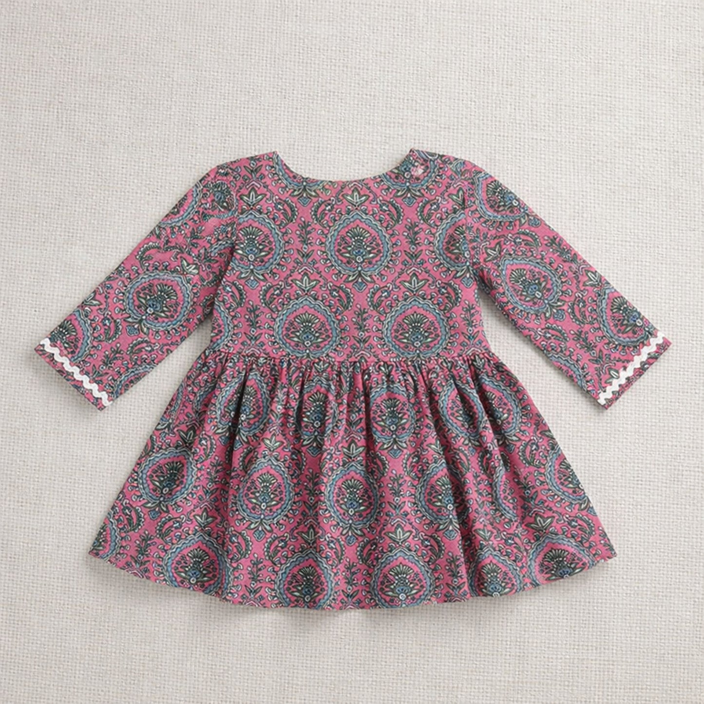 The Magic Wand Cotton Woven Three Fourth Sleeves Ric Rac Laced Printed Top And Pant Set - Pink