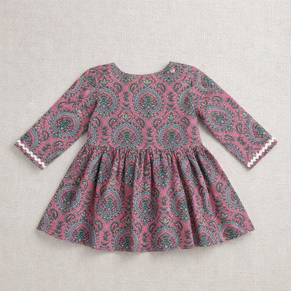 The Magic Wand Cotton Woven Three Fourth Sleeves Ric Rac Laced Printed Top And Pant Set - Pink