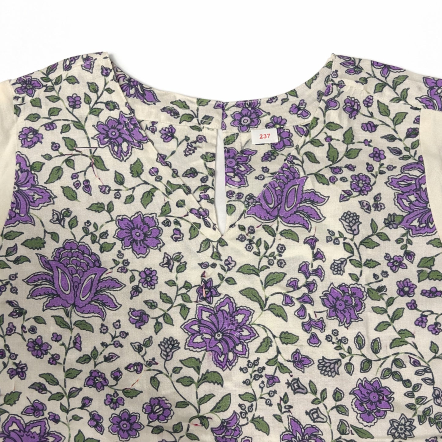 The Magic Wand Cotton Woven Three Fourth Sleeves Laced Floral Printed Top And Pant Set - Cream
