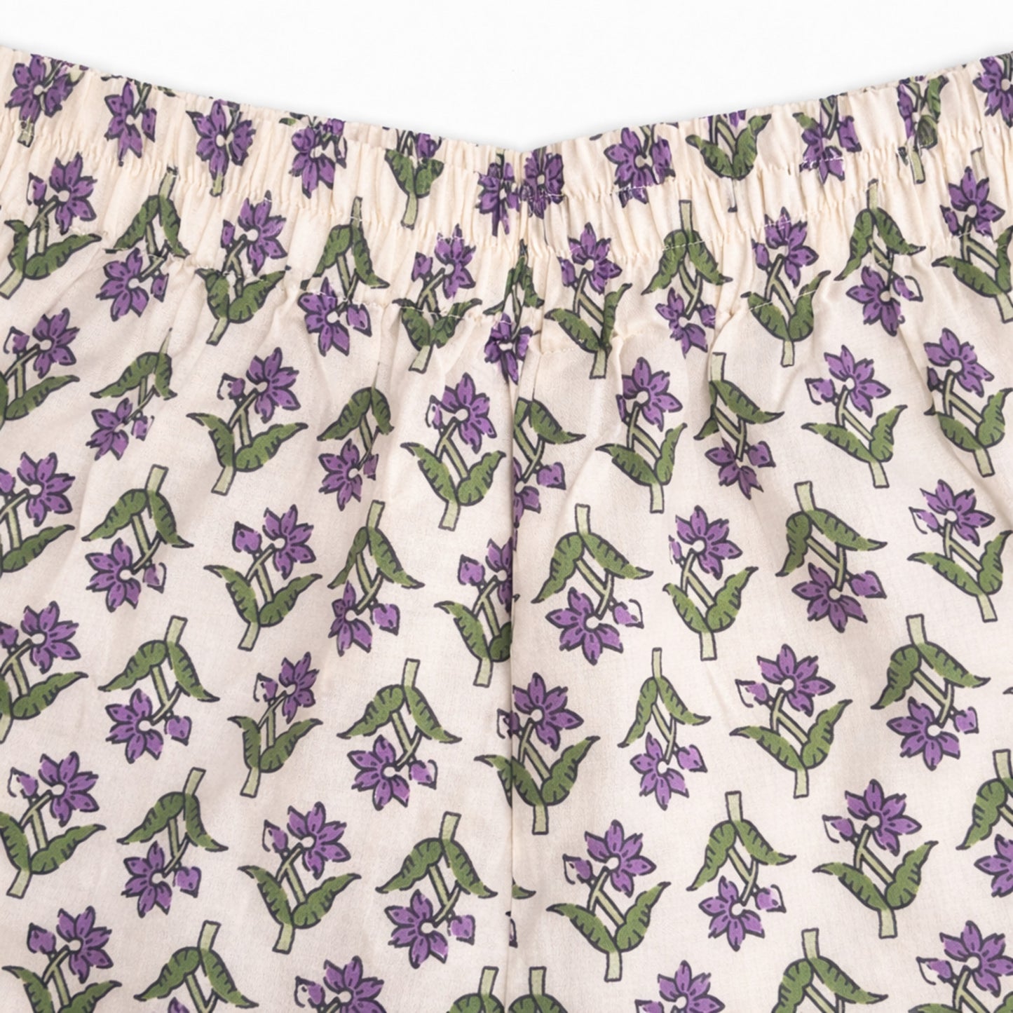 The Magic Wand Cotton Woven Three Fourth Sleeves Laced Floral Printed Top And Pant Set - Cream