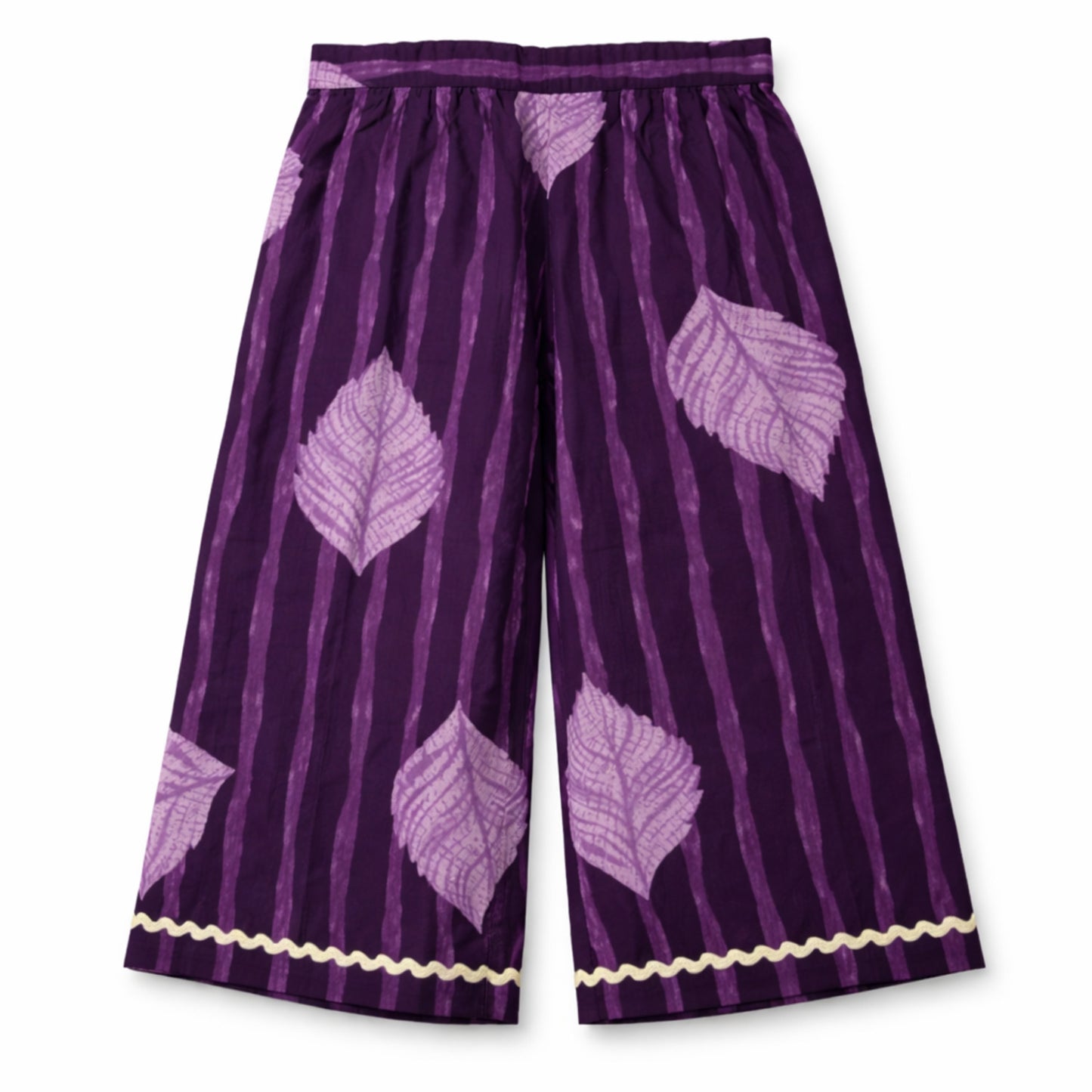 The Magic Wand Cotton Woven Sleeveless Leaf Printed Waistcoat Top And Pant Set - Purple