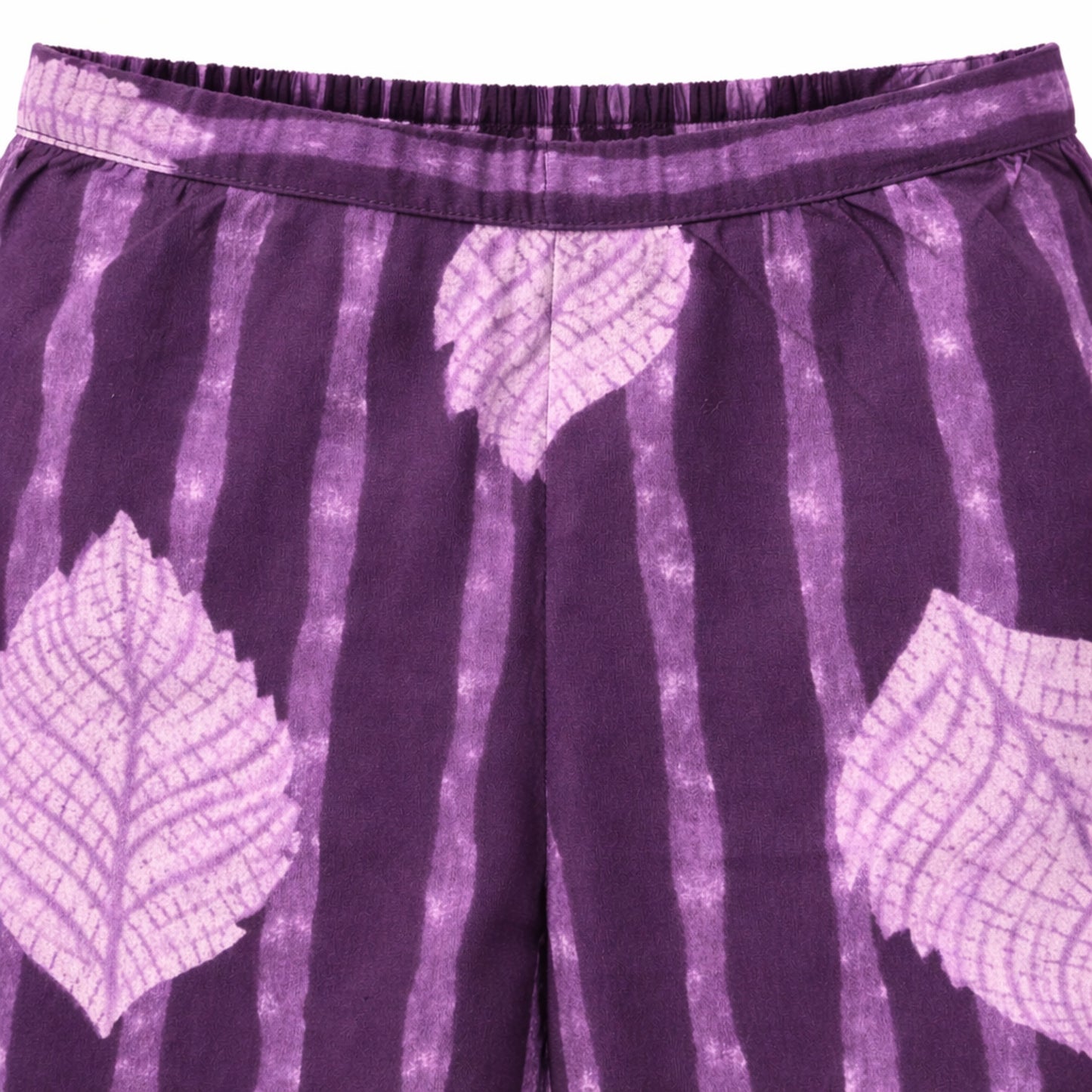 The Magic Wand Cotton Woven Sleeveless Leaf Printed Waistcoat Top And Pant Set - Purple