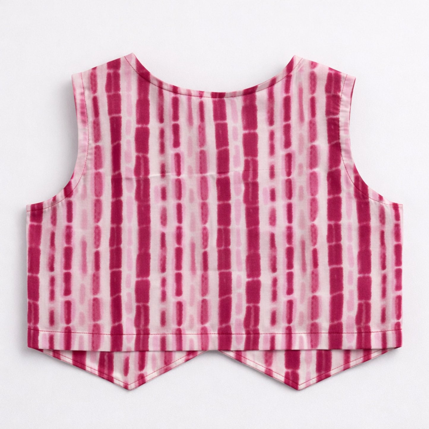 The Magic Wand Cotton Woven Sleeveless Stripes Printed Waistcoat Top And Pant Set - Fuchsia