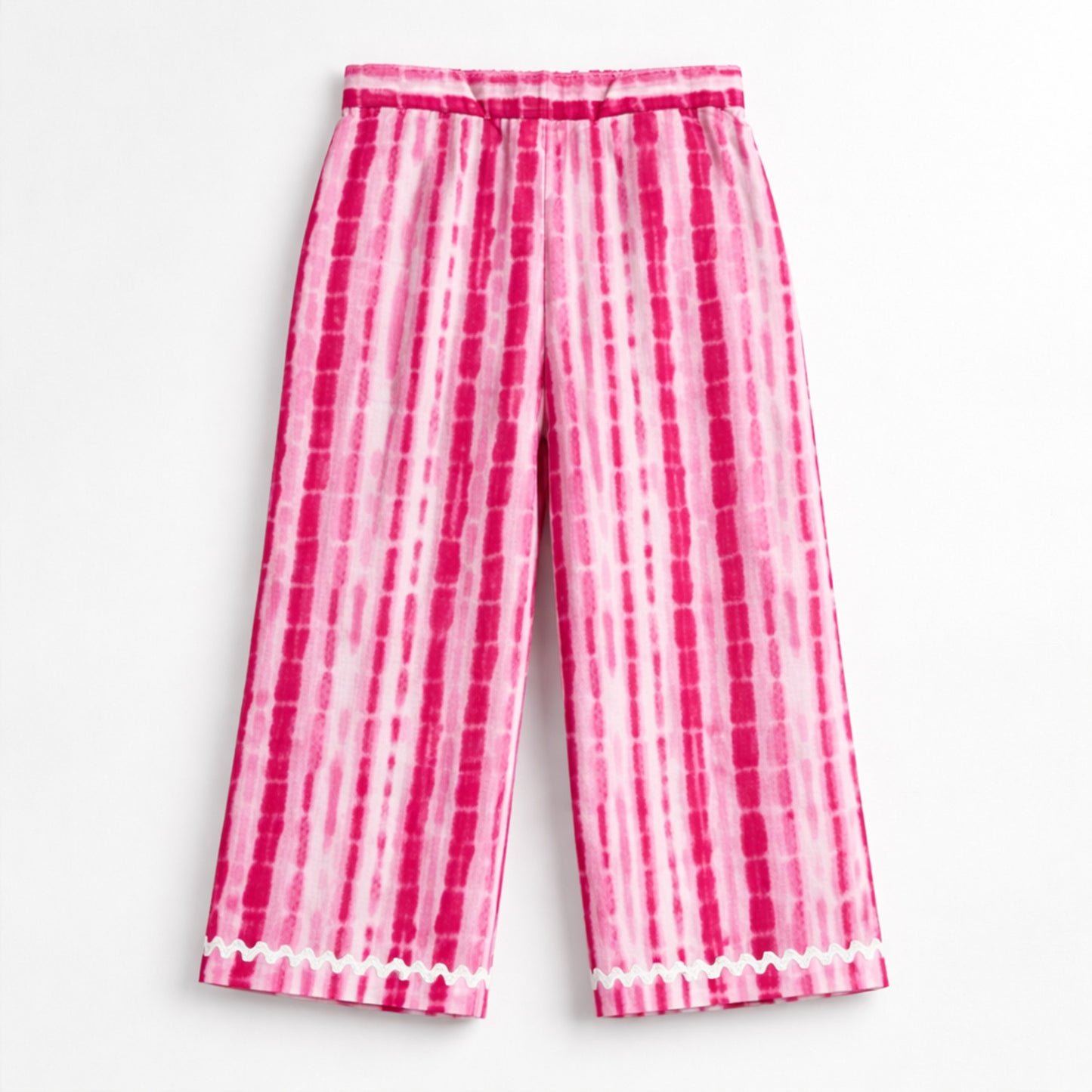 The Magic Wand Cotton Woven Sleeveless Stripes Printed Waistcoat Top And Pant Set - Fuchsia