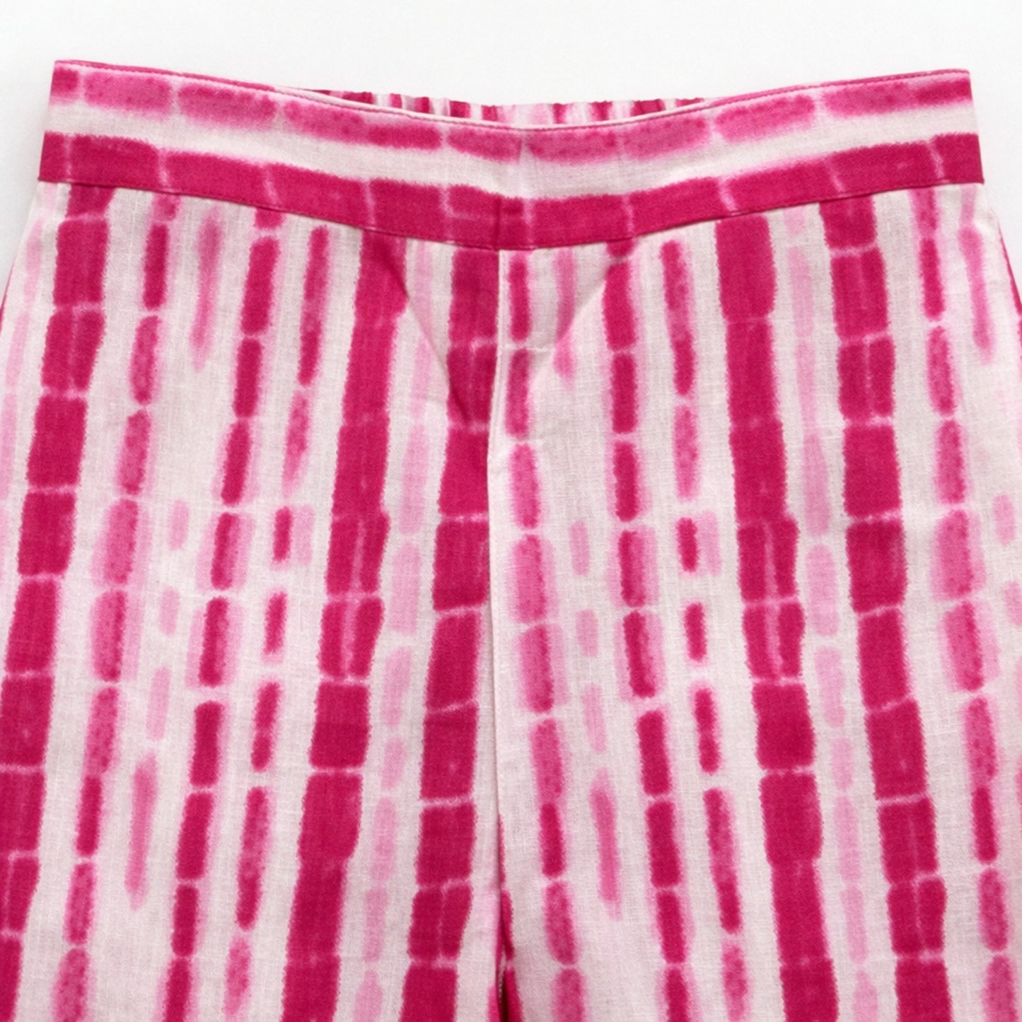 The Magic Wand Cotton Woven Sleeveless Stripes Printed Waistcoat Top And Pant Set - Fuchsia