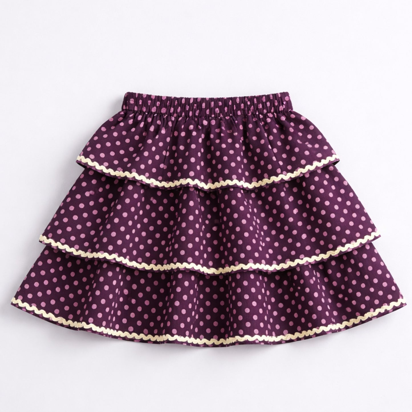 The Magic Wand Cotton Woven Sleeveless Floral Printed Waistcoat Top And Tiered Skirt Set - Purple